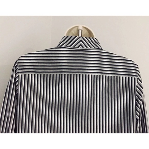 FOXCROFT Sz 4P Striped Modern Gray White Shirt - Picture 5 of 8